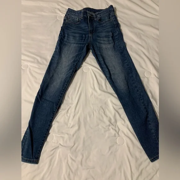 Grace & Lace Jeans Womens 2 Blue Jegging Skinny Stretch Knit Cotton Denim Dark - Picture 3 of 12